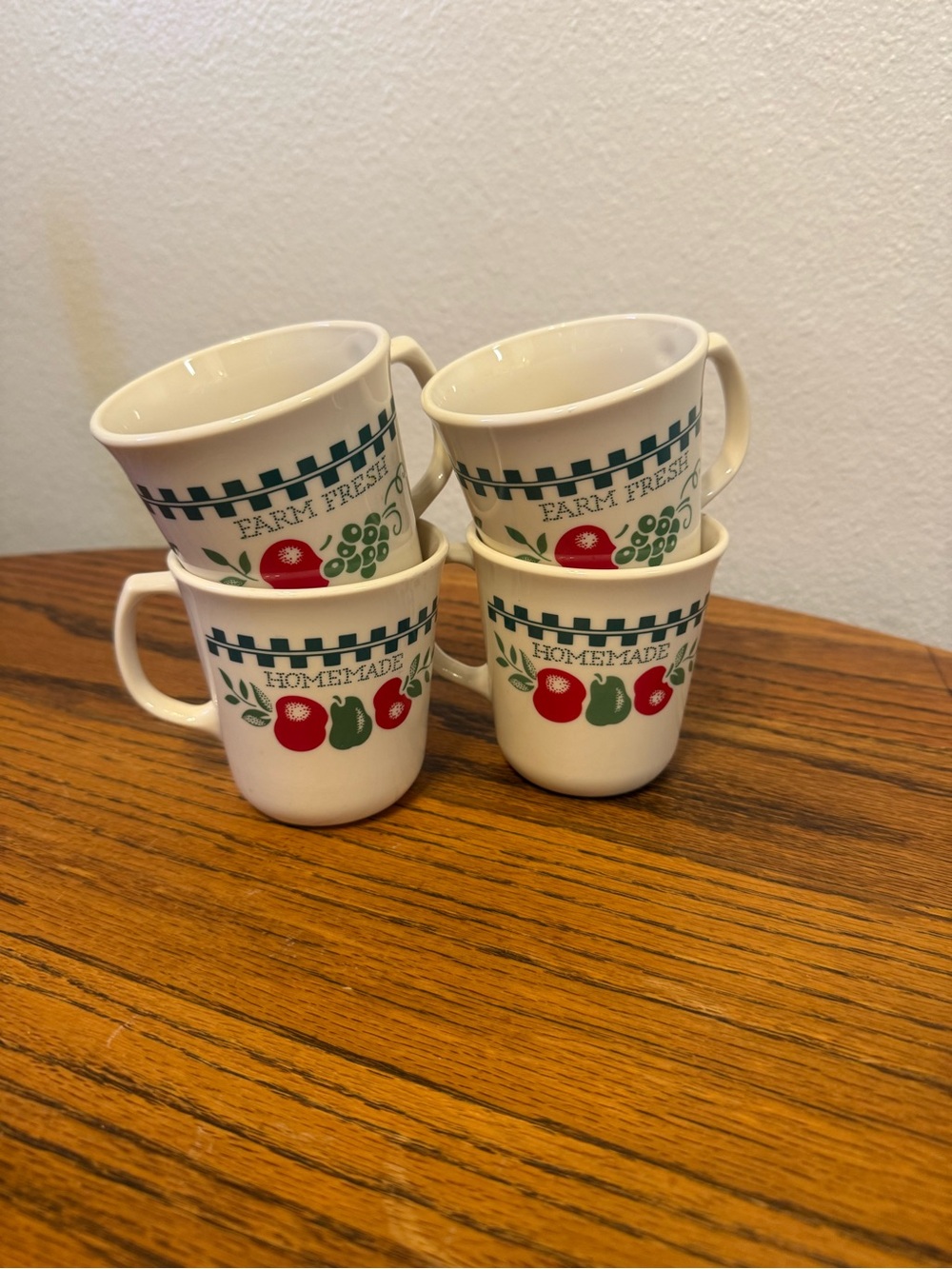 Cottagecore vintage Corningware farm house mugs set of four